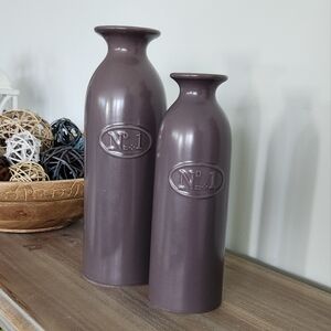 Elegant Lavender Ceramic Vases Set Excellent Condition Heavy Weight